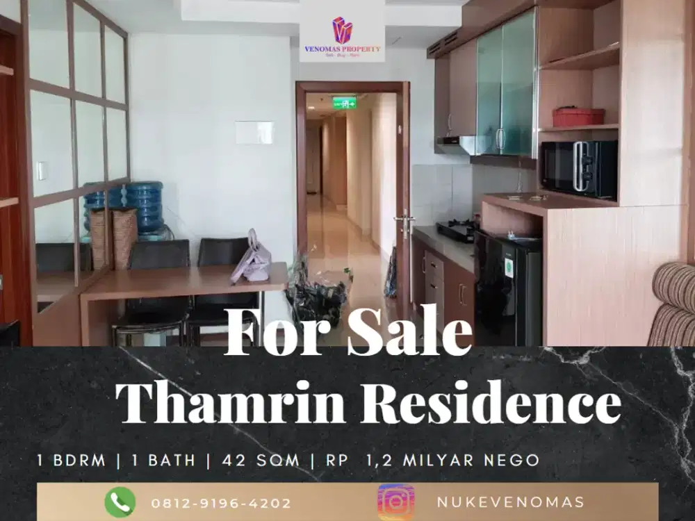 Jual Apartemen Thamrin Residence 1 Bedroom Tipe L Lantai Rendah