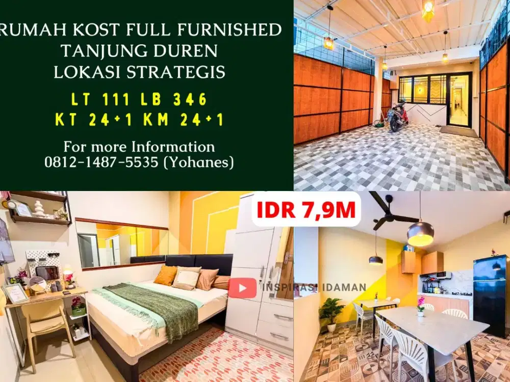 Rumah Kost Full Furnished Tanjung Duren Lokasi Strategis