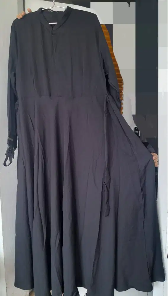 Gamis hitam set khimar pad