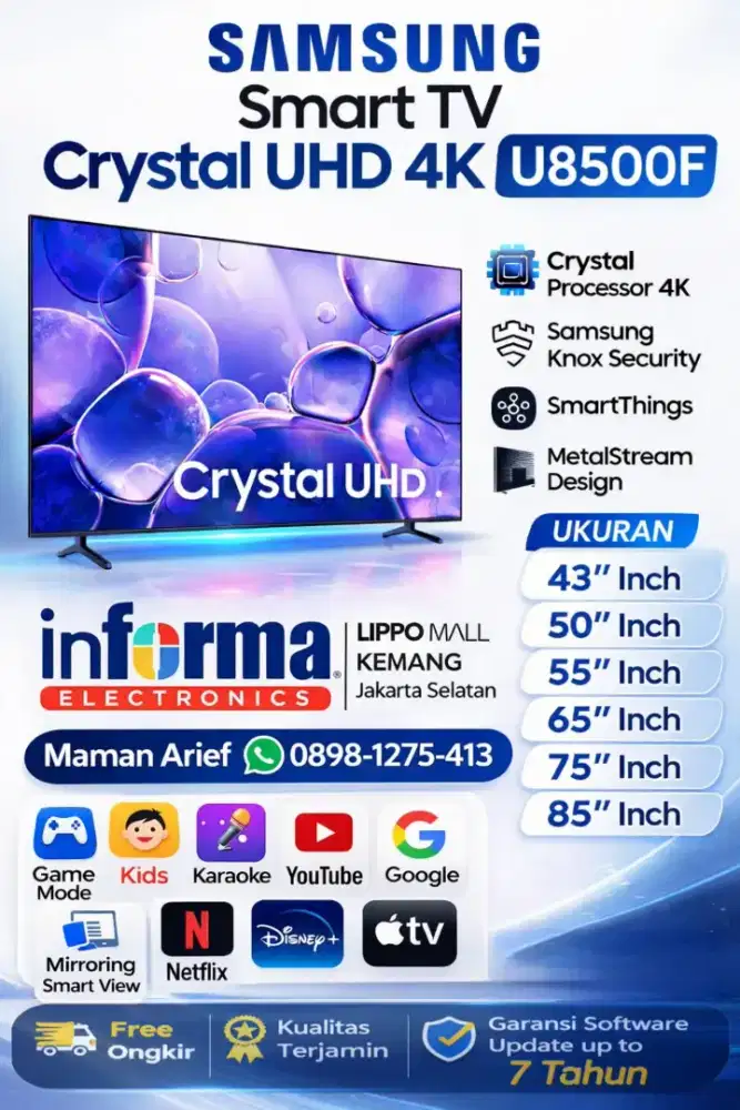 Samsung Crystal UHD 4K Smart TV 75U8500F 75 Inch
