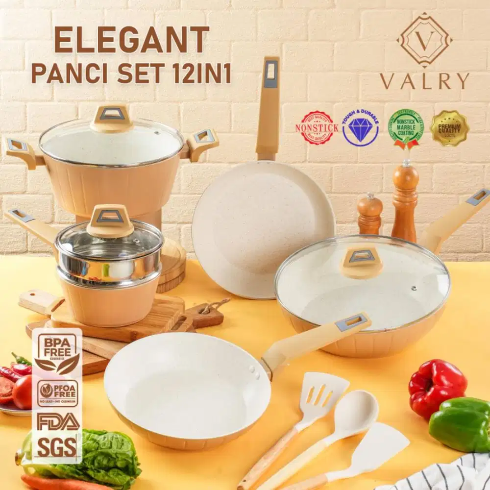 VALRY Panci Set 12 PCS Elegant - Wok, Casserole, Saucepan, Frypan T