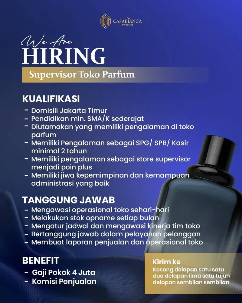 DIBUTUHKAN SUPERVISOR TOKO PARFUME