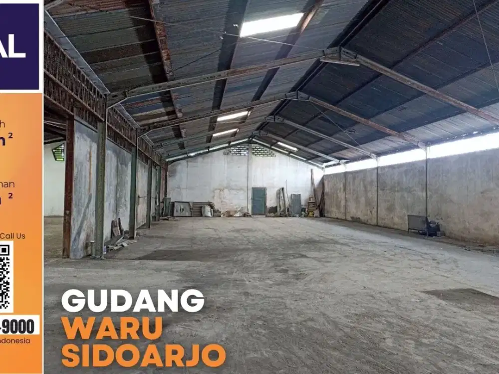 Dijual Gudang Nol Jalan Raya Waru Sidoarjo 1.295 m² – Lokasi Komersial Strategis