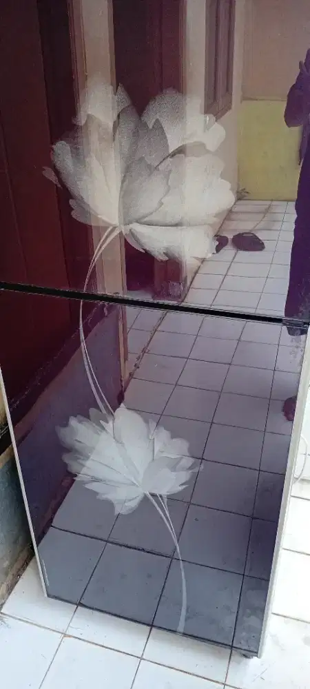 Jual kulkas 2 pintu p0lytron tempered Glass