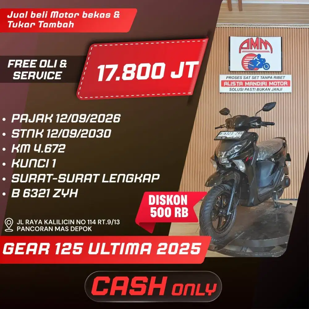GEAR 125 ULTIMA 2025 PAJAK HIDUP KM LOW LIKE NEW CASH ONLY ALISTA