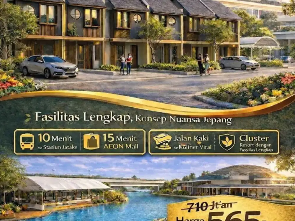 Rumah dijual Spring hill Yume Lagoon , Fasilitas lengkap Ada Danau dkt stasiun dan Tol
