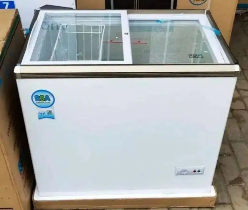 Freezer box top loading kaca 200lt