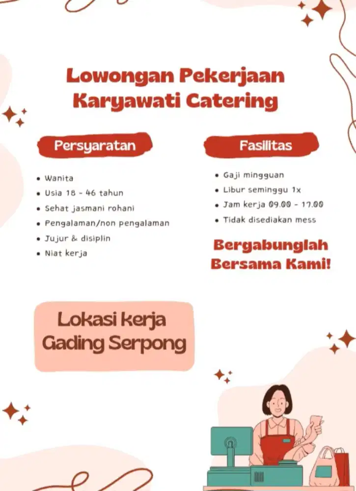 Lowongan Kerja Karyawati Catering Wanita Serpong, Tangerang