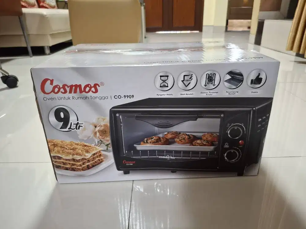 Oven Listrik Cosmos CO-9909 9L – Baru, Belum Pernah Dipakai (350W)