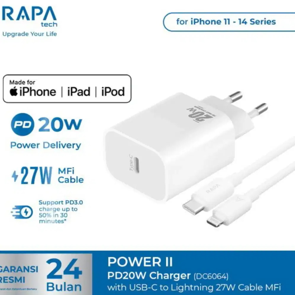 Travel Charger RAPATech MFI Certified