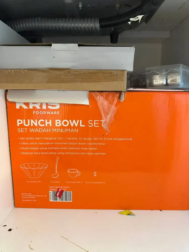 Punch Bowl Kaca KRIS Set 26 Pcs Wadah Saji Minuman Pesta Prasmanan