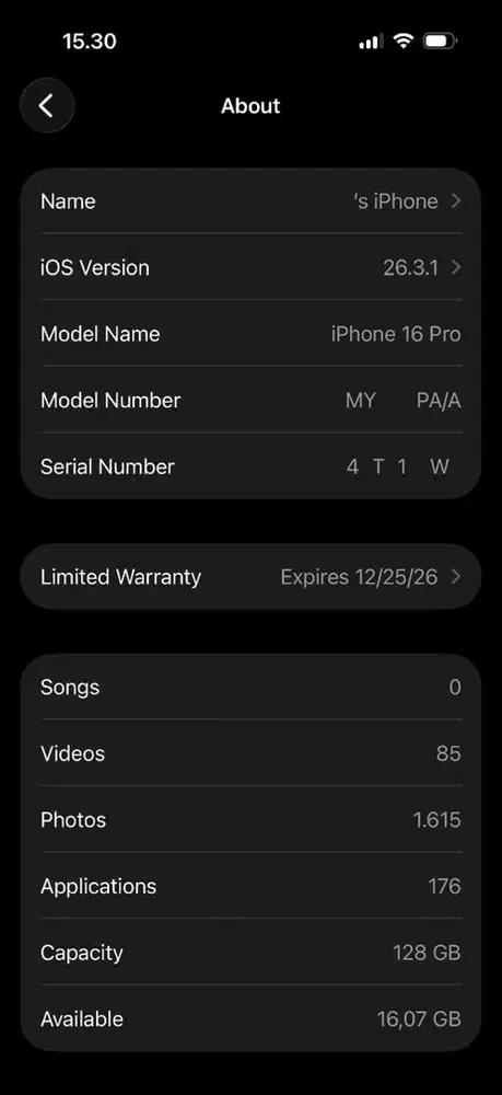 iPhone 16 Pro White 128 GB Mulus Like New