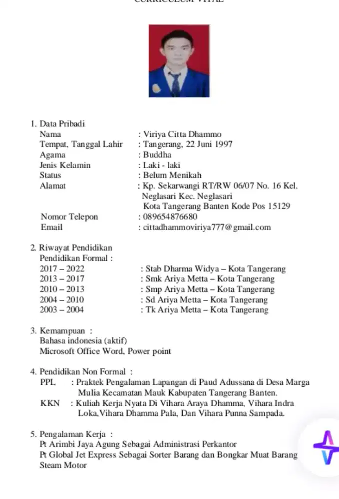 Saya serius butuh pekerjaan