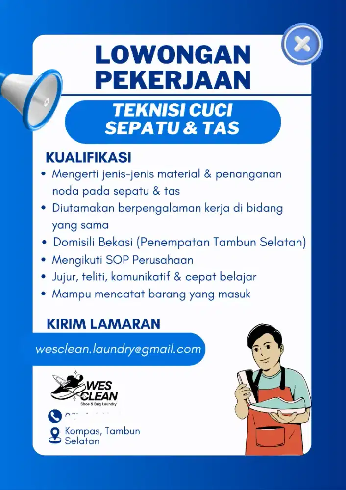 Teknisi Cuci Sepatu & Tas