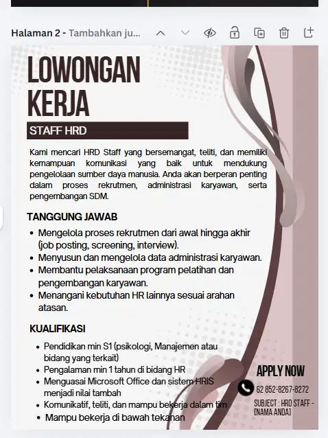 LOWONGAN KERJA HRD