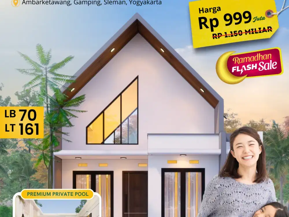 Dijual Rumah Sertifikat SHM Dekat RS PKU Gamping sleman Kolam Renang