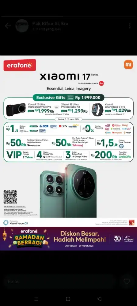 XIAOMI 17 SERIES ( GARANSI BEBAS TUKAR 30 HARI)