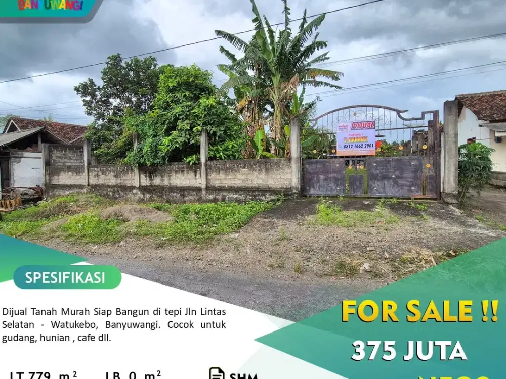 Dijual Tanah Siap Bangun di Watukebo - Banyuwangi