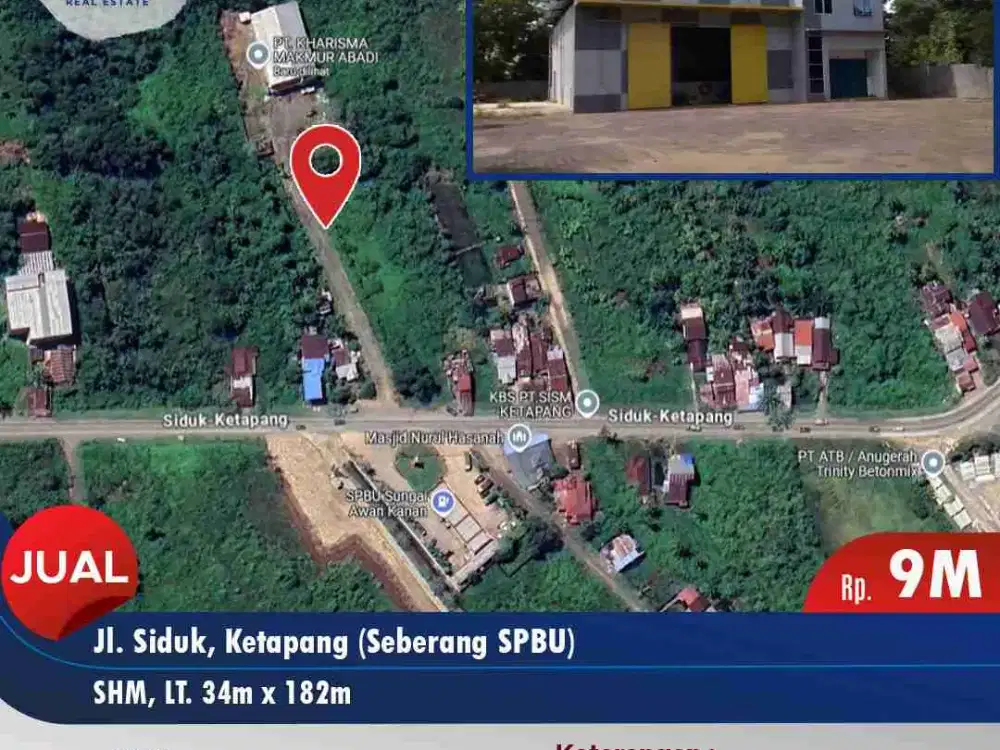 Dijual Tanah beserta Gudang