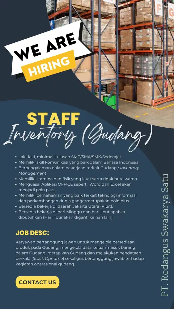 Lowongan untuk Staff Gudang