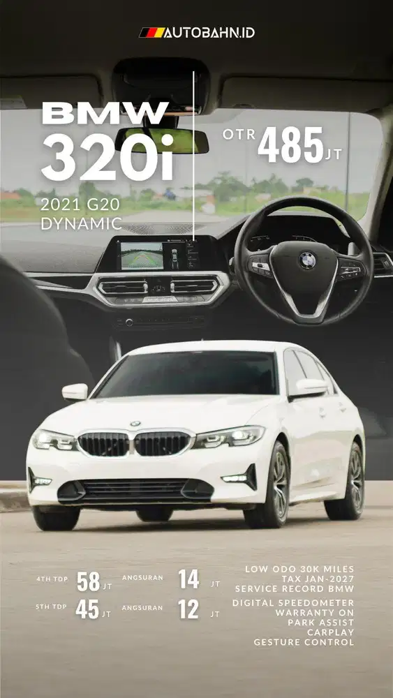 BMW 320i 2021 New Model (G20) White on Black Dynamic