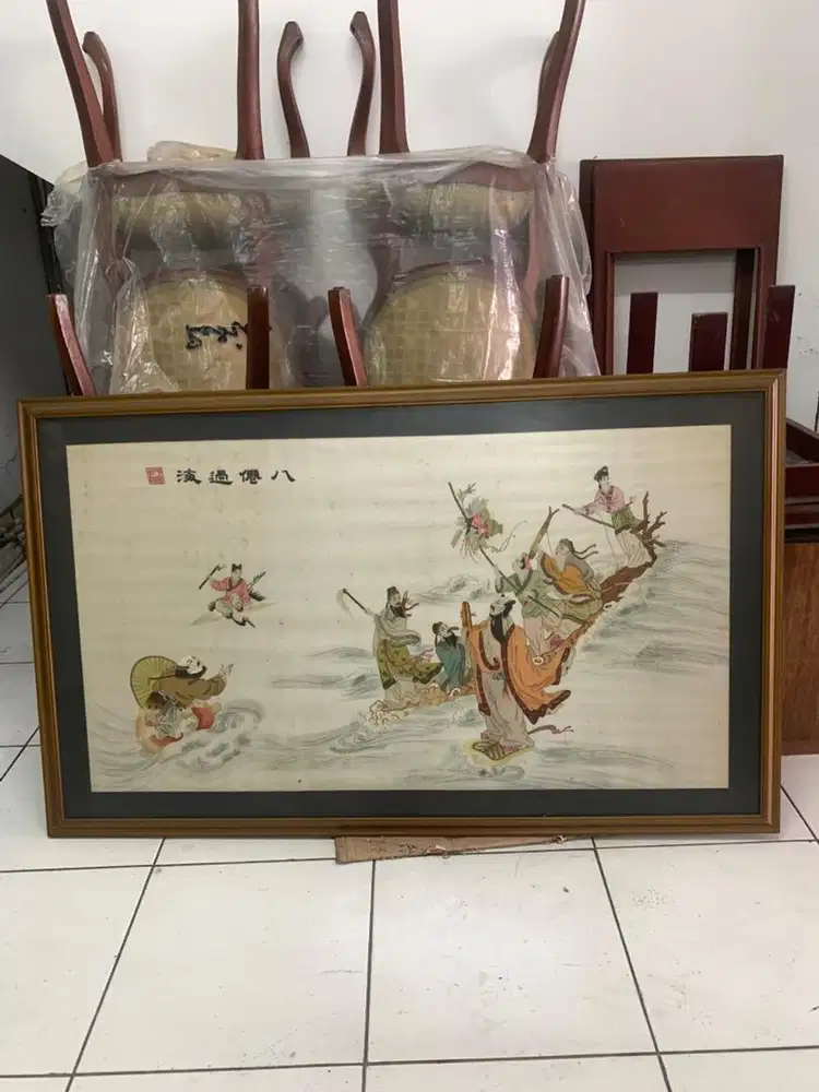 Preloved Lukisan Tiongkok Antik-Delapan Dewa