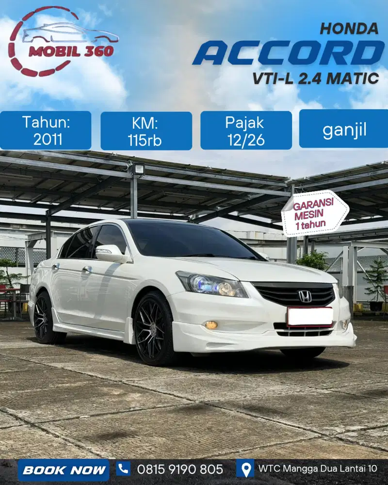 Honda Accord VTI-L 2.4 matic tahun 2011 warna putih