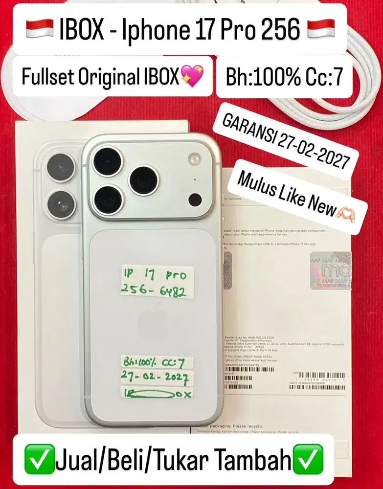 Iphone 17 Pro 256 Gb Silver Ibox Garansi panjang Bisa cicilan 0%