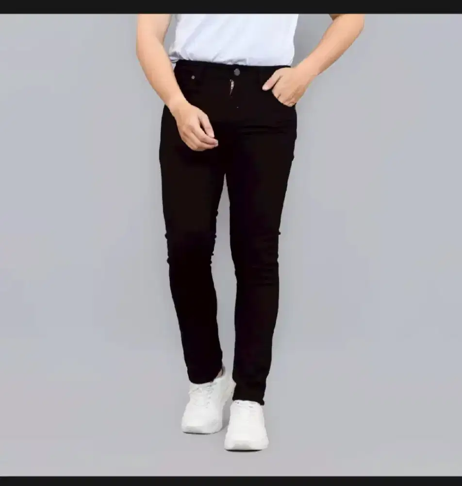 Celana levis panjang pria slimfit streatch hitam naomi premium