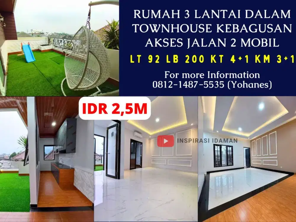 Rumah 3 Lantai dalam Townhouse Kebagusan Lokasi Strategis