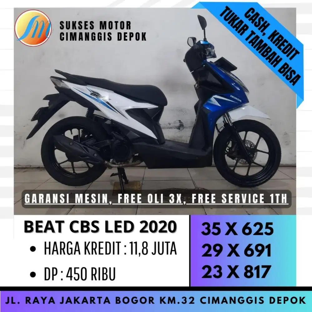 BEAT CBS LED 2020 PUTIH DP 400 PROMO SUKSES MOTOR CASHBACK UPTO 700