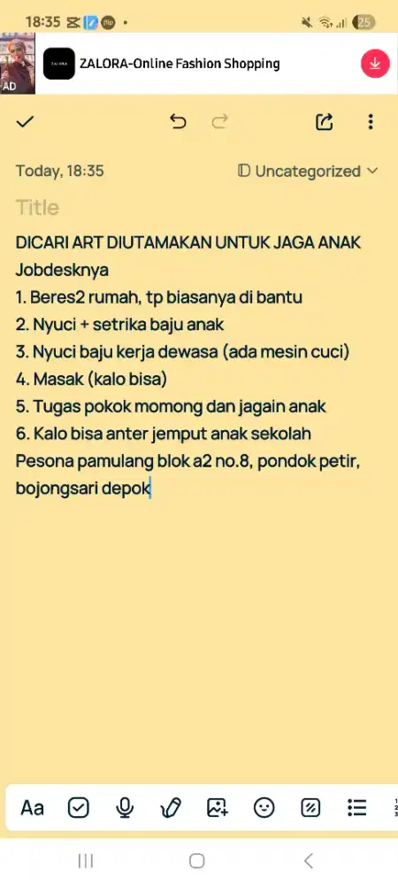 DIBUTUHKAN ART DIUTAMAKAN UNTUK JAGA ANAK