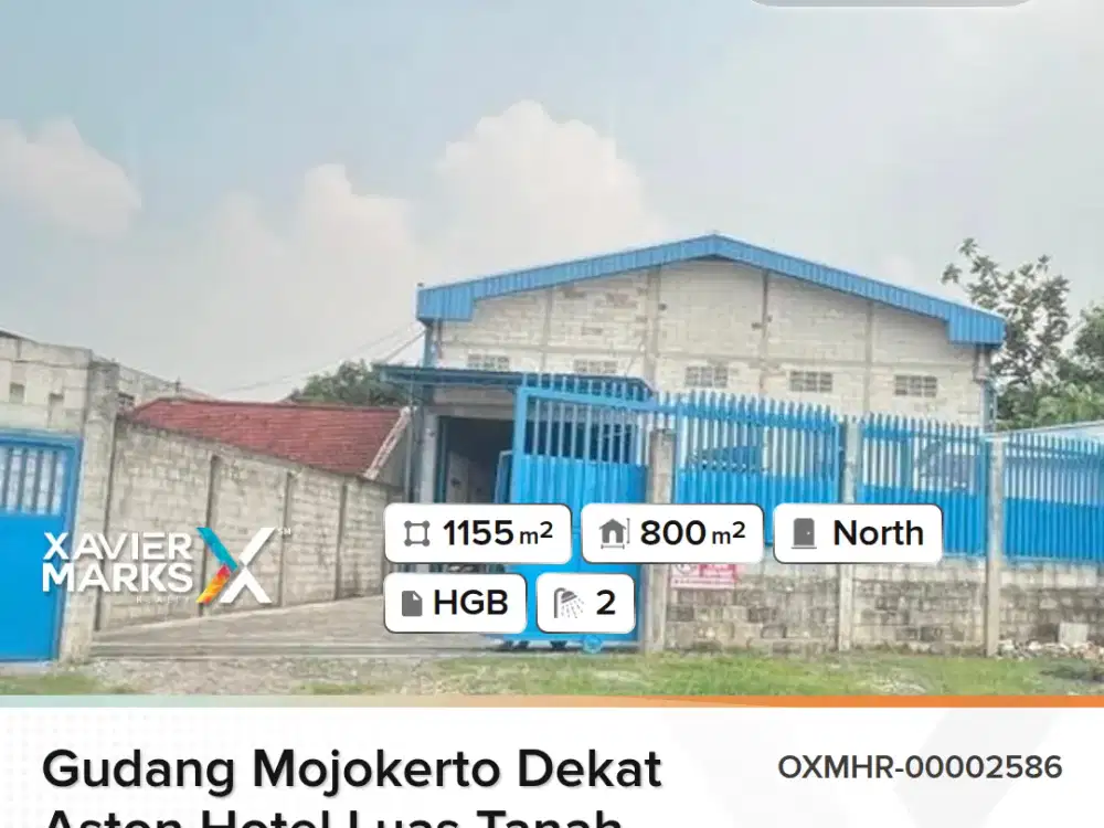 Gudang di raya by pass mojokerto dekat hotel Aston luas 1.155m2 Bangunan 800m2, sudah ada office