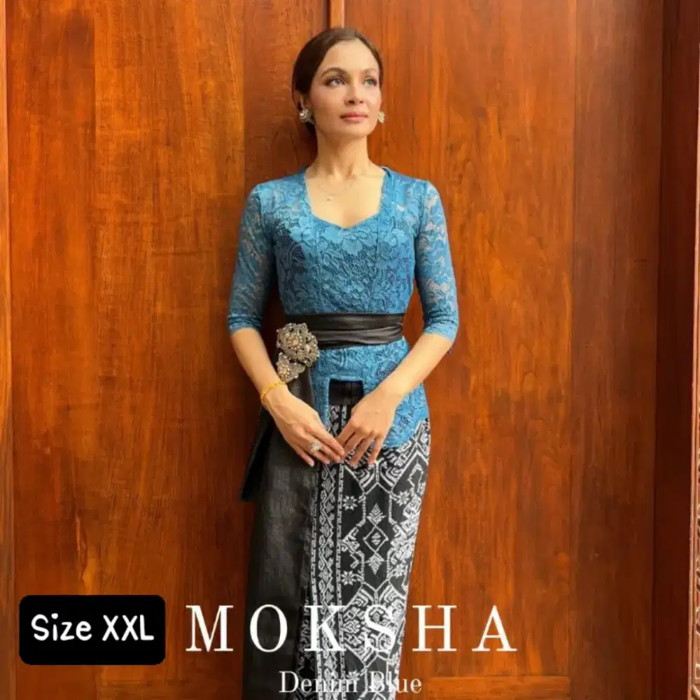 Kebaya Brokat Sofia warna Denim size XXL
