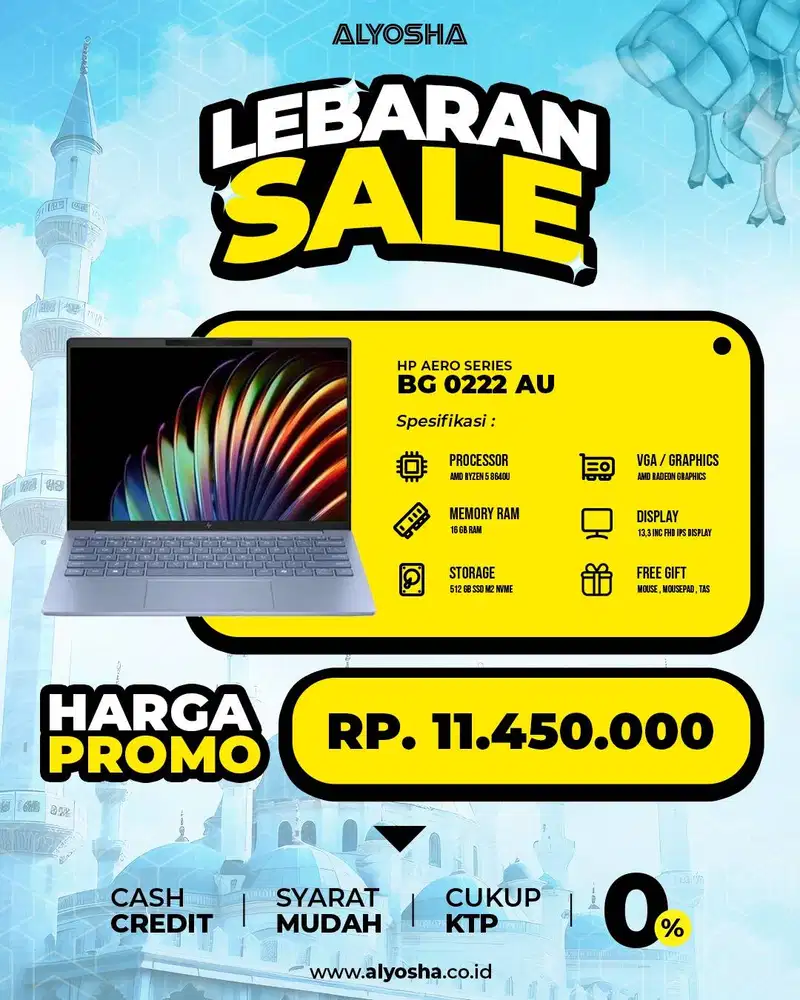 HP Pavilion Aero 13 bg0222AU AMD Ryzen 5-8640U 16GB 512GB SSD 13.3′