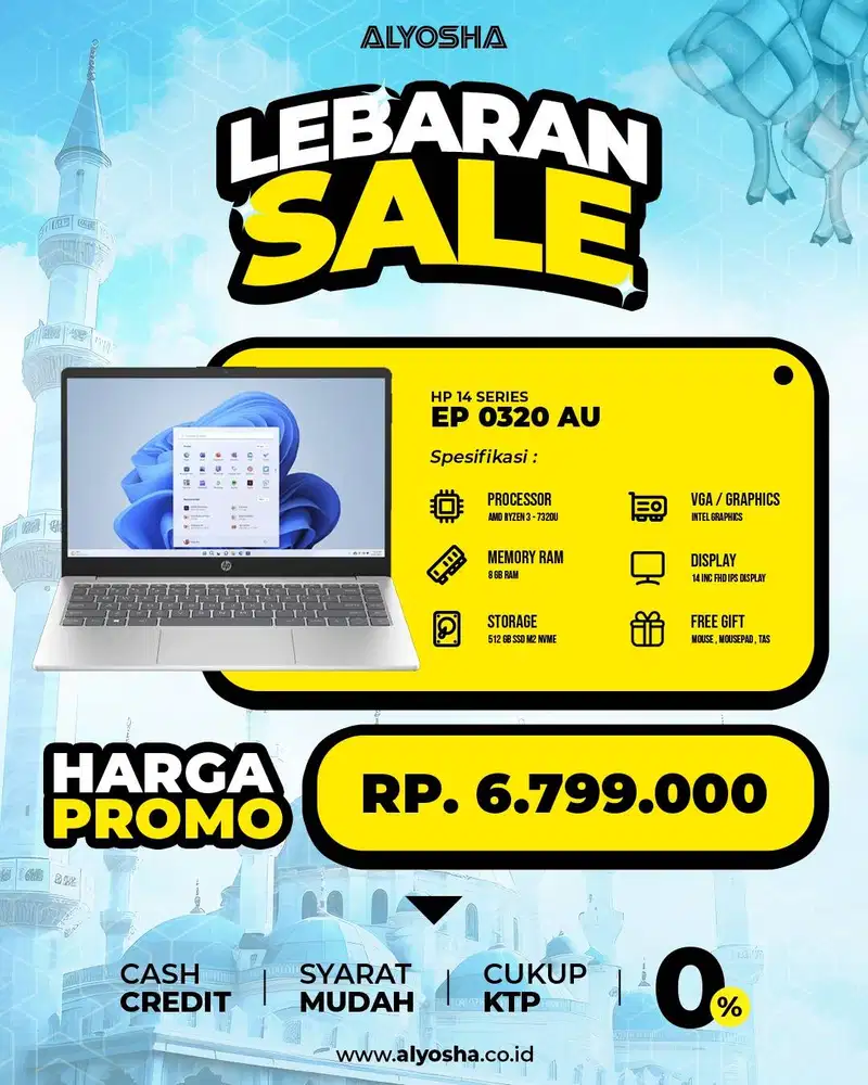 HP 14 ep0260tu Core i3 1315 ram 8GB ssd 512 w11 Office Termurah