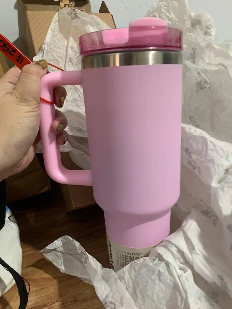 TUMBLER STANLEY 40 OZ 1.18L PINK WITH STRAW