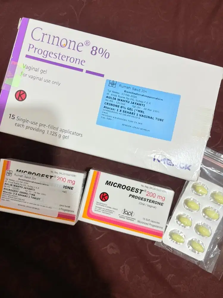 Crinone 8% dan microgrest 200 mg