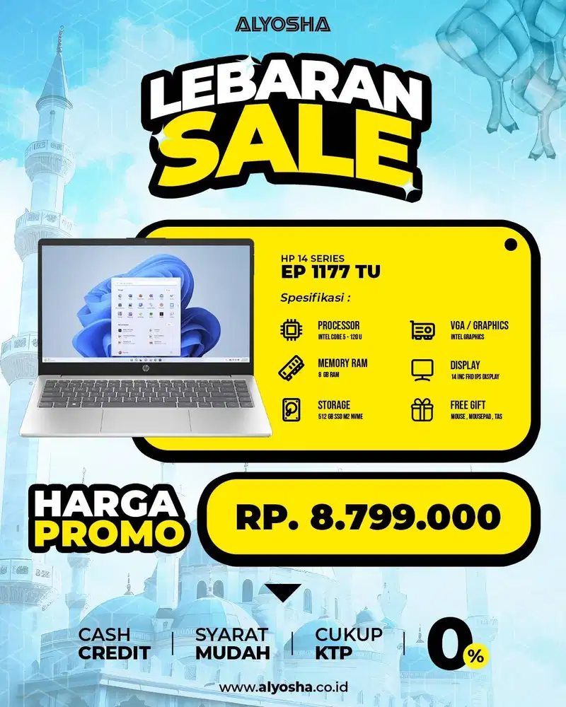 Promo laptop HP 14 EP1177TU Intel Core 5 120U 8GB SSD 512GB 14′′ W11