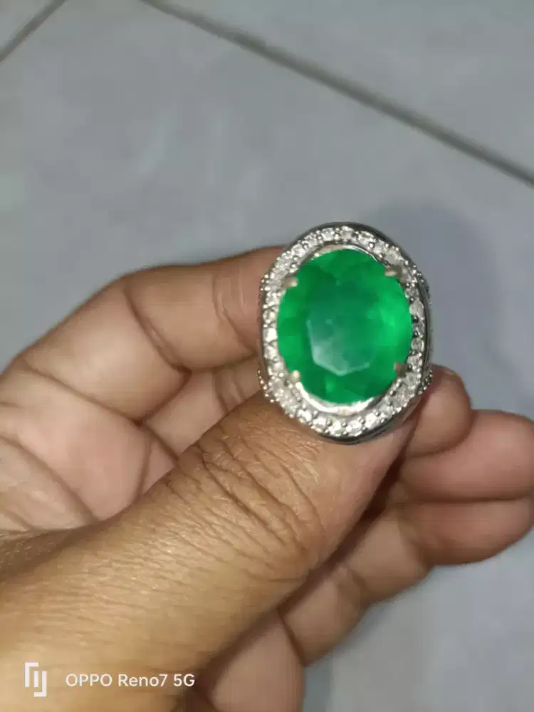 Cincin Jamrud natural hijau botol pekat merata mantap