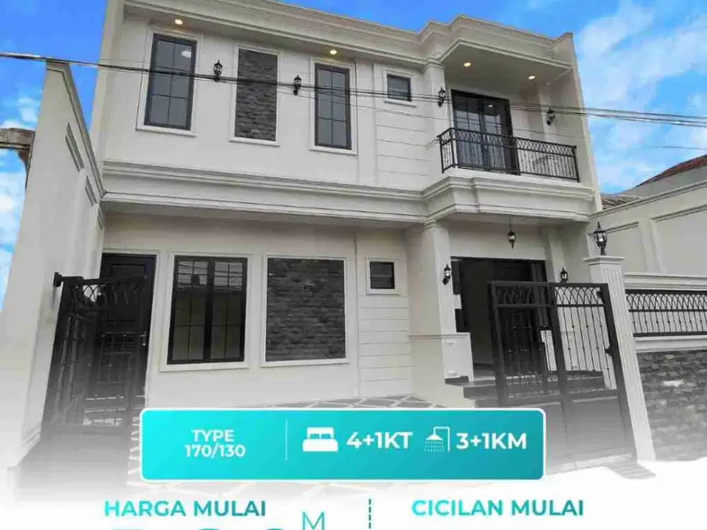 Hunian 2lantai Mewah tanah luas lokasi pinggir jalan Jalan Haji Japat sukmajaya Depok