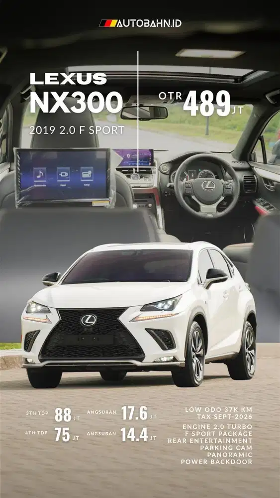 Fully Specy! Lexus NX300 F-Sport 2019 RSE Panoramic Whitey on Redy