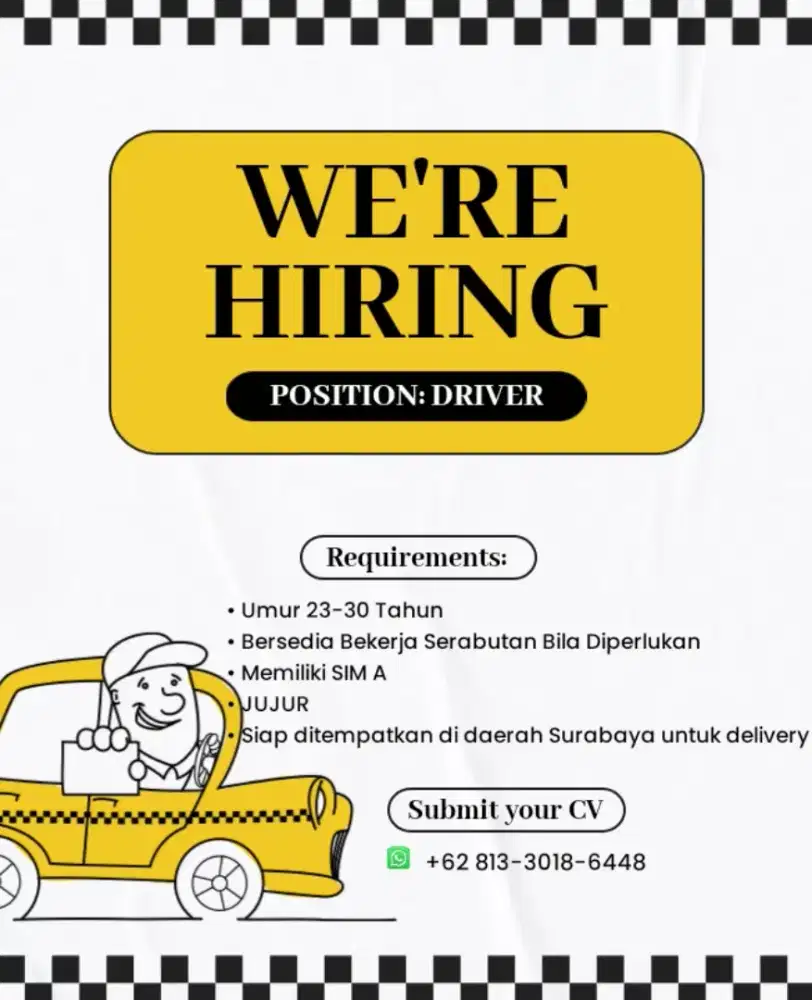 Lowongan kerja dibutuhkan segera supir seraburan