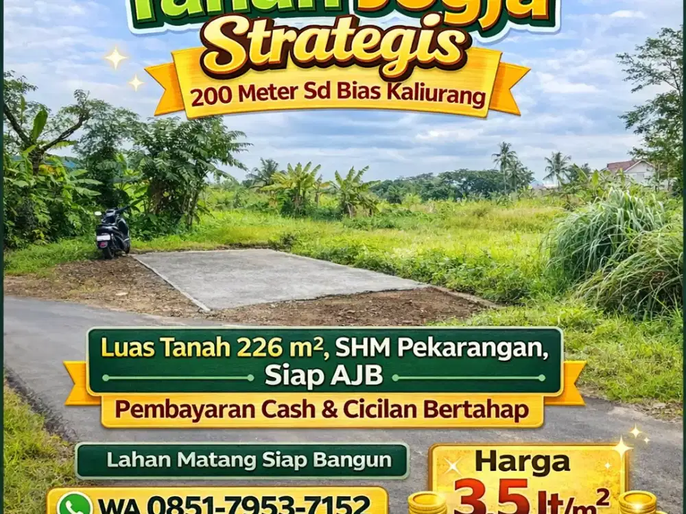 Tanah Jogja Siap AJB Dekat Sd Bias Kaliurang SHM Pekarangan