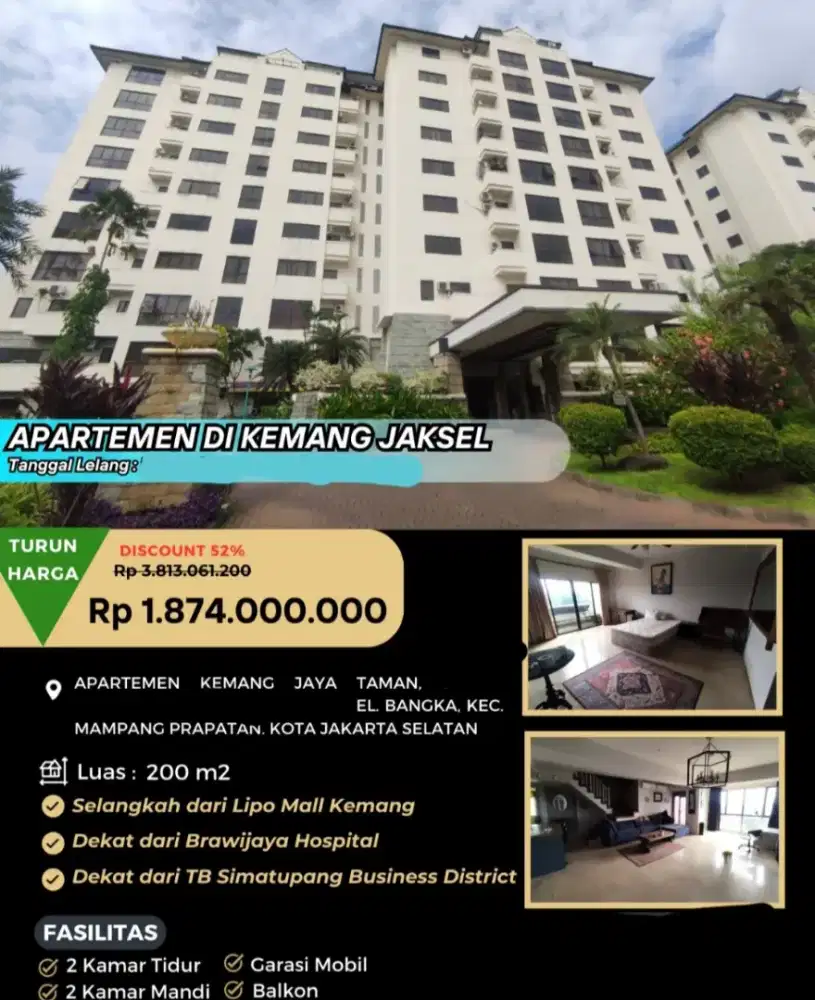 Dijual Apartemen Kemang Jaya 2 BR