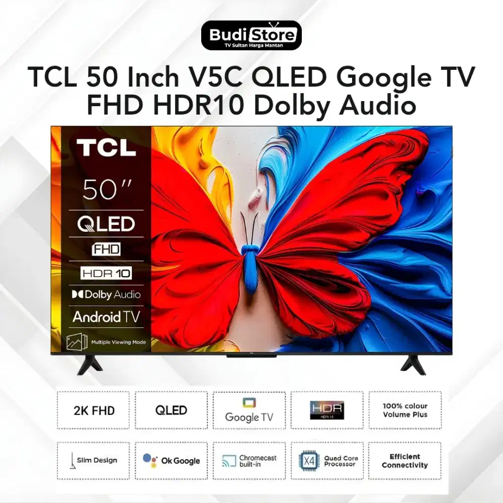TCL 50 Inch QLED V5C FHD Google TV Dolby Atmos