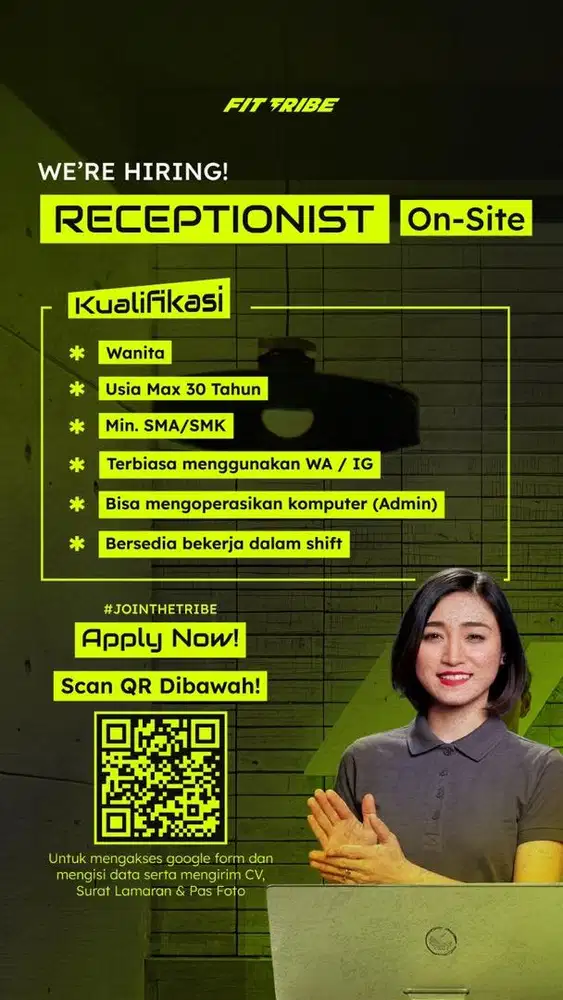 LOKER lowongan TASIKMALAYA PT Gym-Studio Coach-Content Creator-Admin-C