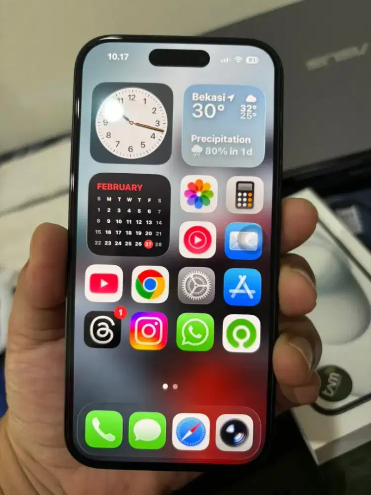 Iphone 15 Basic 128 Black garansi ON IBOX Feb 2027 Like New Fullset