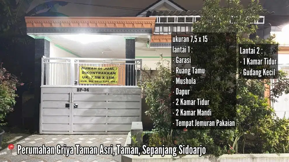 Dijual Rumah Siap Huni Sidoarjo Dekat Surabaya