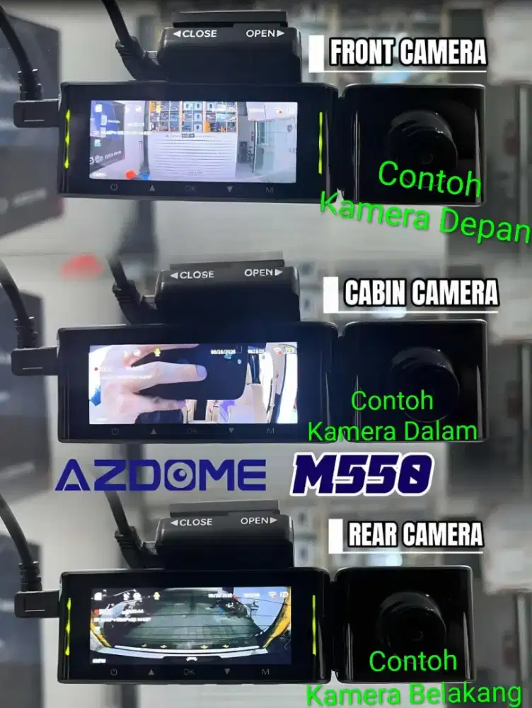 Dashcam Mobil 3 kamera CCTV Mobil Premium Azdome m550